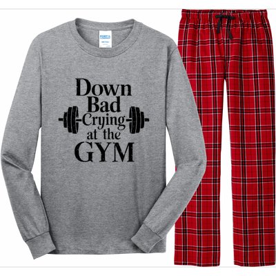 Now Im Down Bad Crying At The Gym Funny Long Sleeve Pajama Set