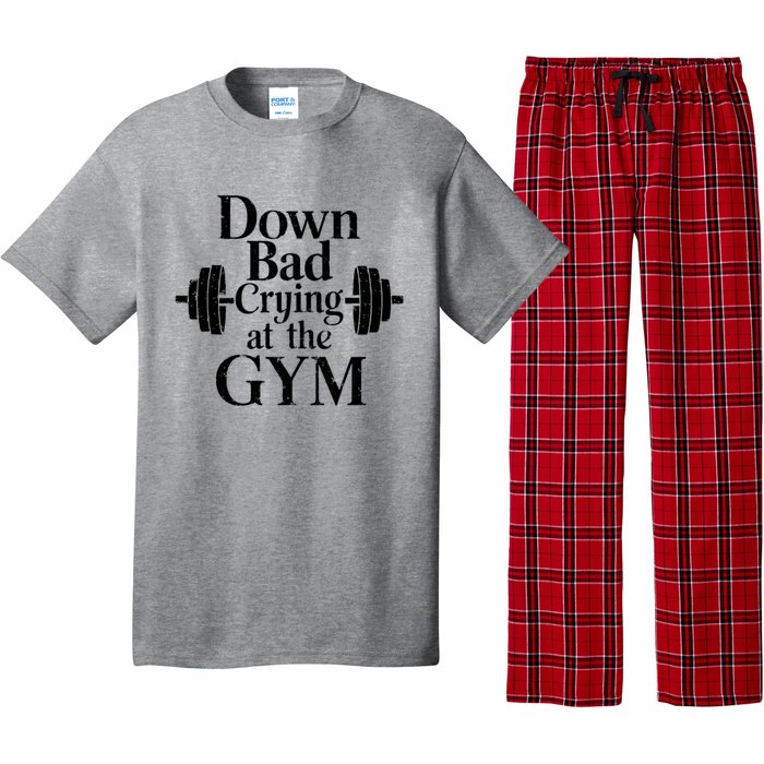 Now Im Down Bad Crying At The Gym Funny Pajama Set