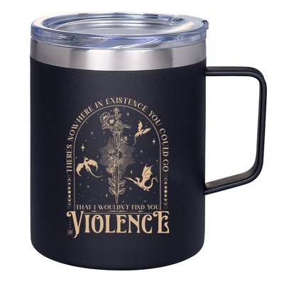 Nowhere In Existence Violence Retro Fantasy Book Dragon 12oz Stainless Steel Coffee Mug