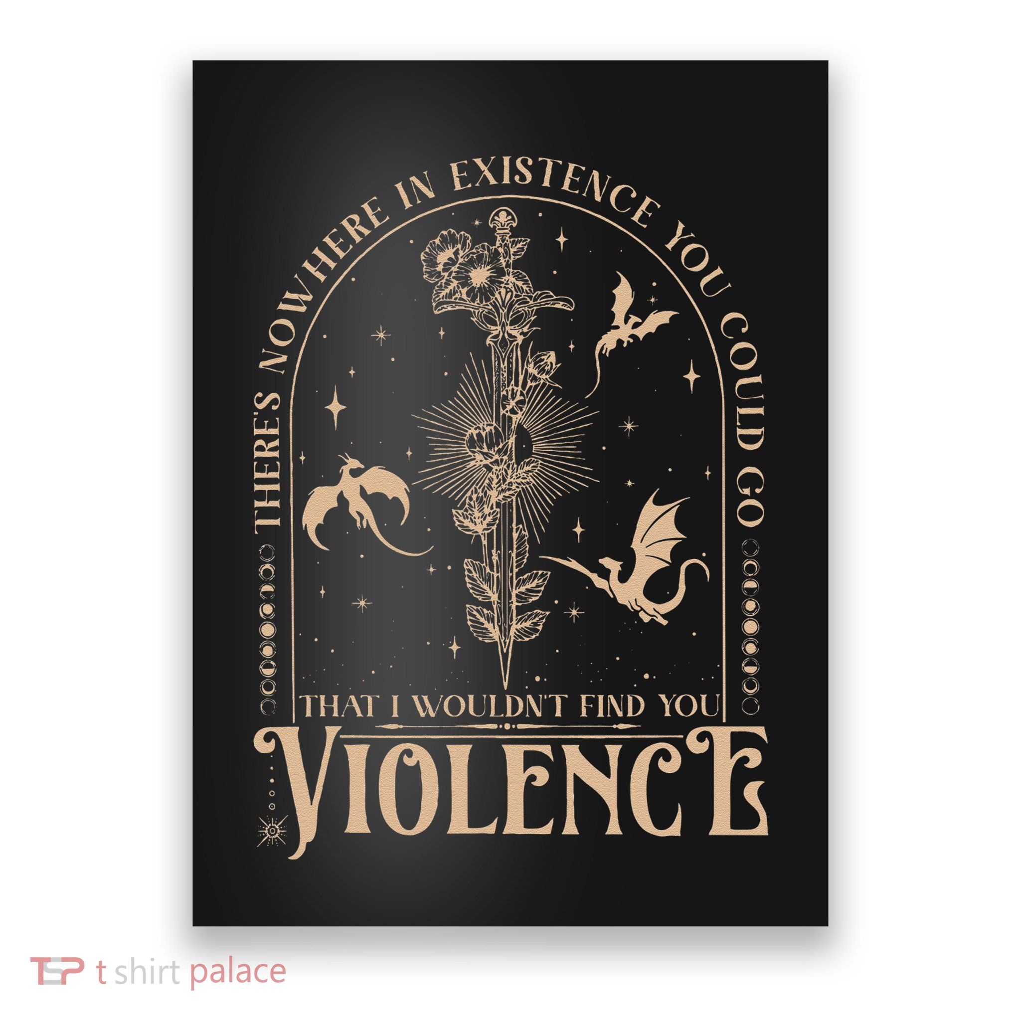 Nowhere In Existence Violence Retro Fantasy Book Dragon Poster