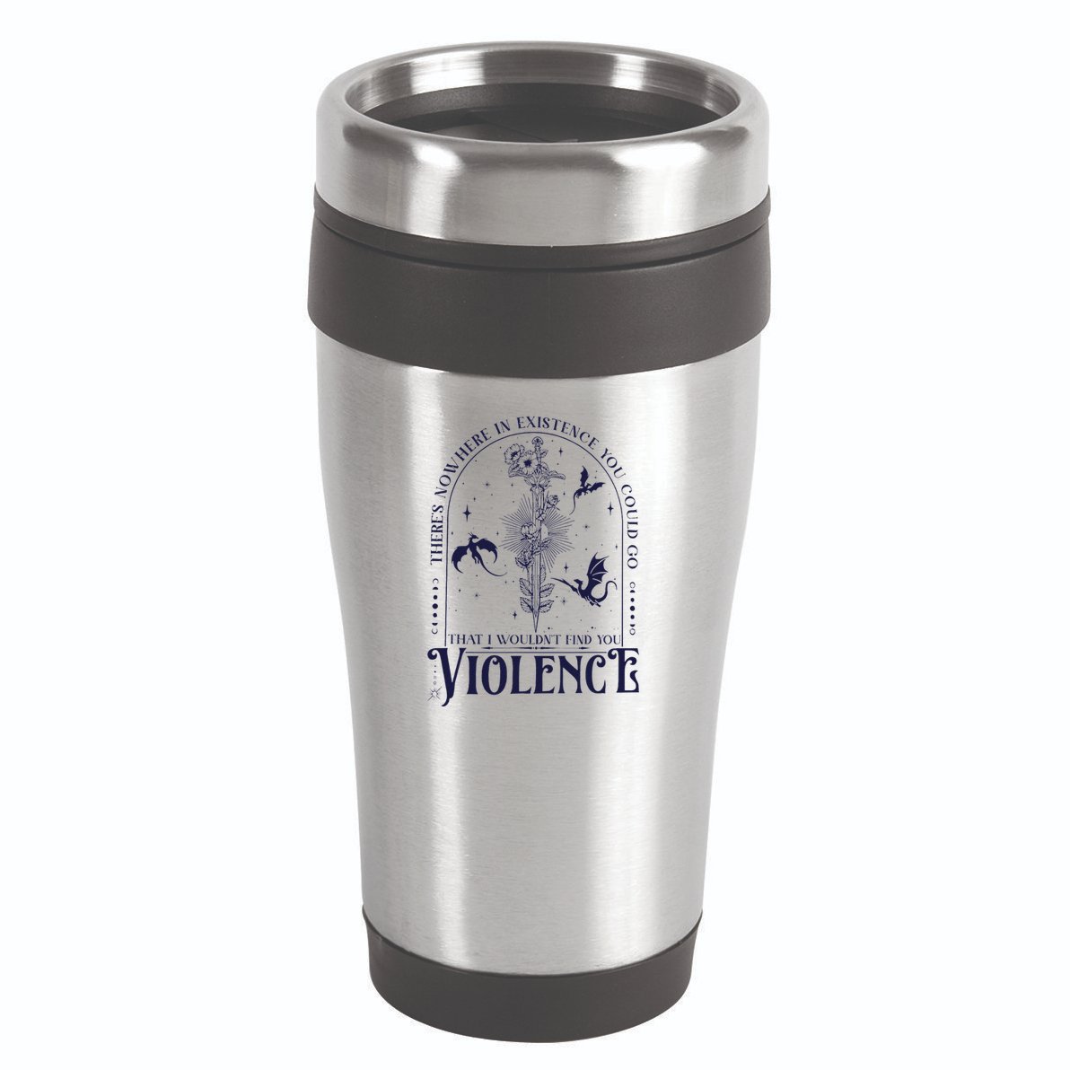 Nowhere In Existence Violence Retro Fantasy Book Dragon 16oz Travel Tumbler