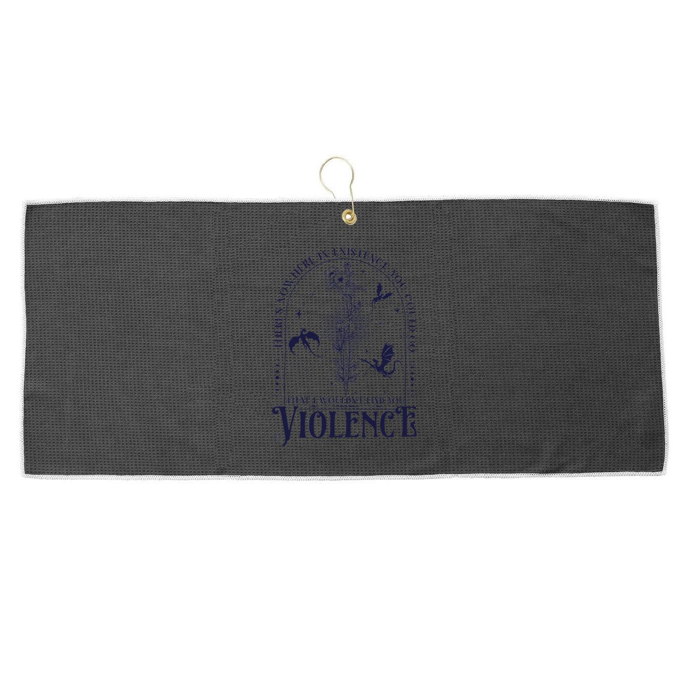 Nowhere In Existence Violence Retro Fantasy Book Dragon Large Microfiber Waffle Golf Towel