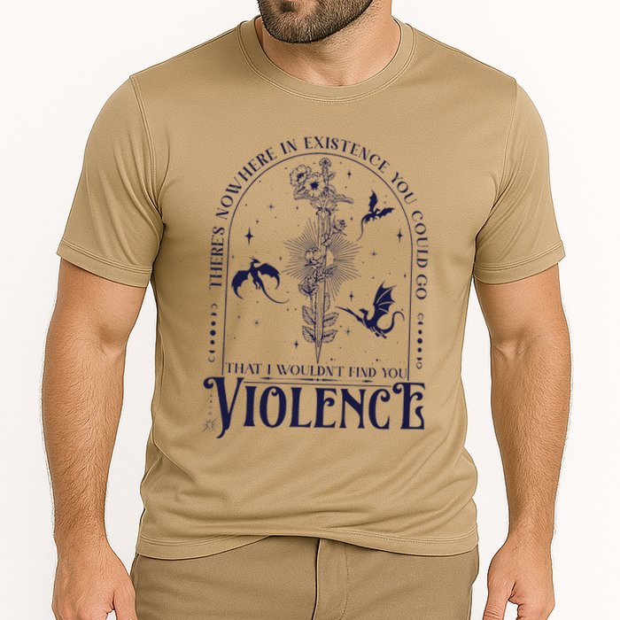 Nowhere In Existence Violence Retro Fantasy Book Dragon Cooling Performance Crew T-Shirt