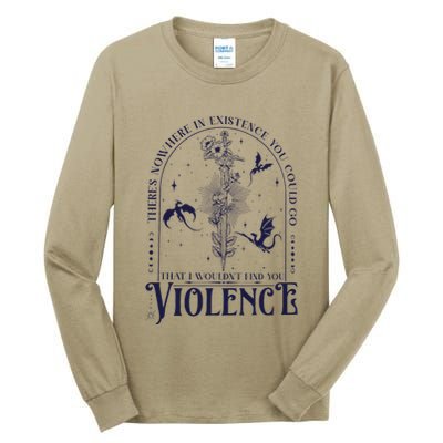 Nowhere In Existence Violence Retro Fantasy Book Dragon Tall Long Sleeve T-Shirt