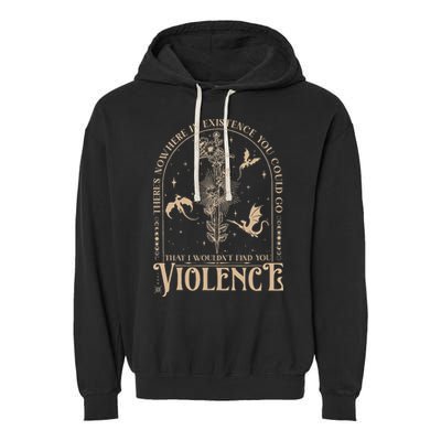 Nowhere In Existence Violence Retro Fantasy Book Dragon Garment-Dyed Fleece Hoodie