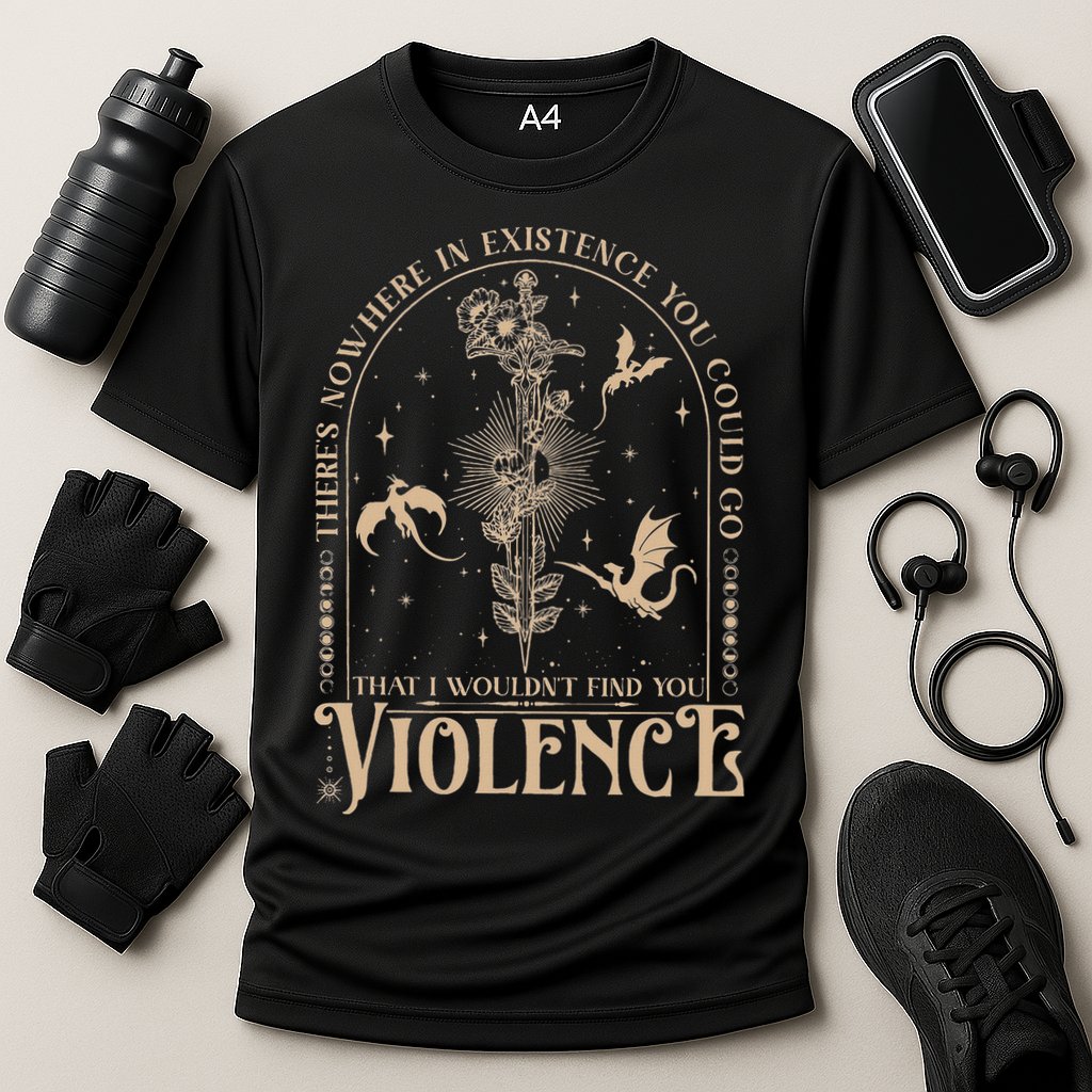 Nowhere In Existence Violence Retro Fantasy Book Dragon Performance Shirt