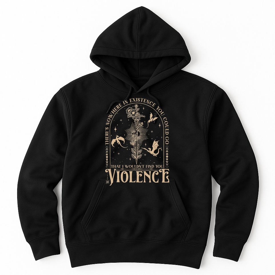 Nowhere In Existence Violence Retro Fantasy Book Dragon Hoodie