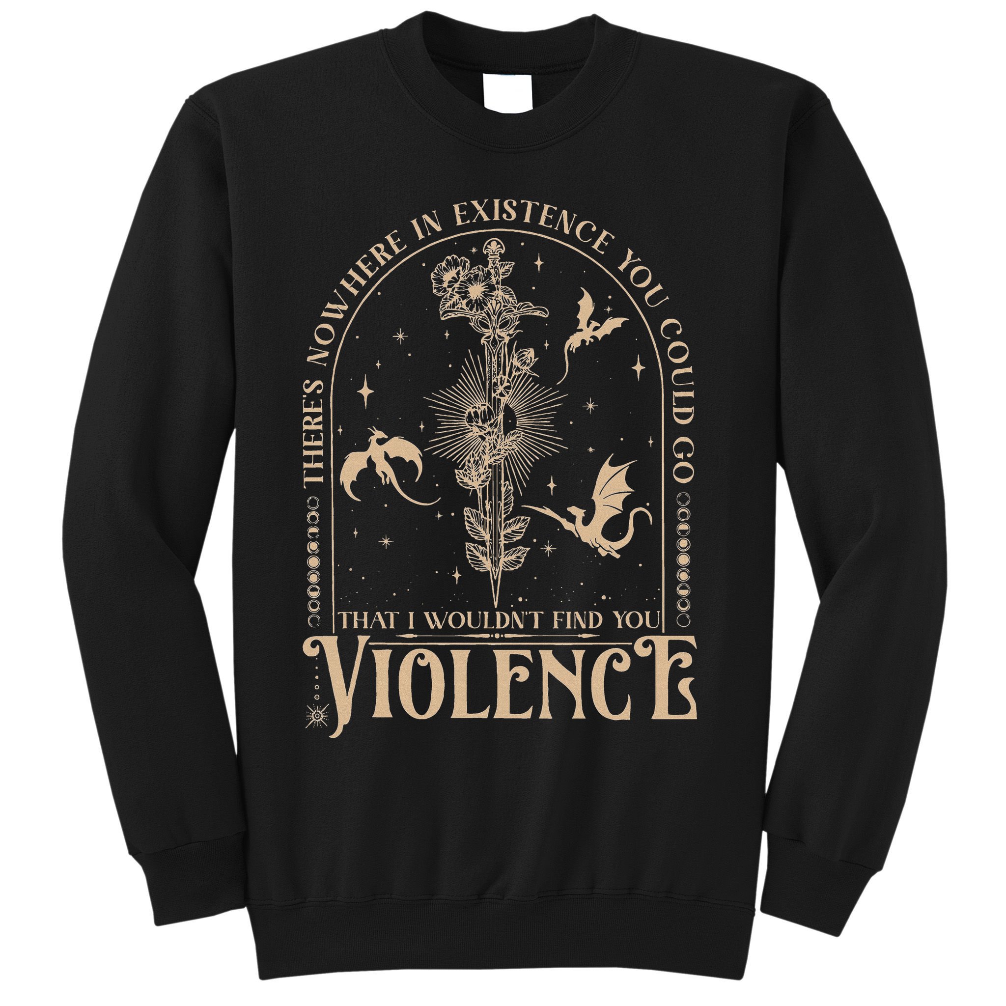 Nowhere In Existence Violence Retro Fantasy Book Dragon Sweatshirt