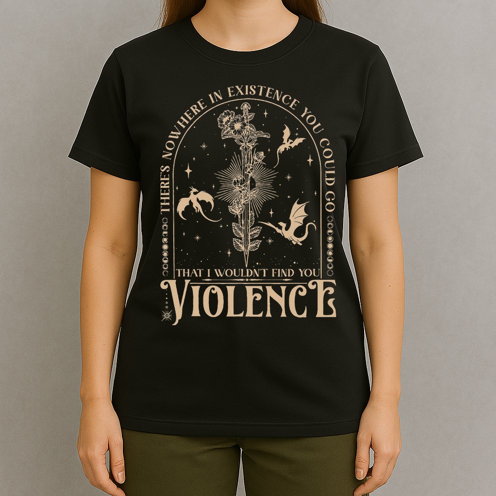 Nowhere In Existence Violence Retro Fantasy Book Dragon T-Shirt