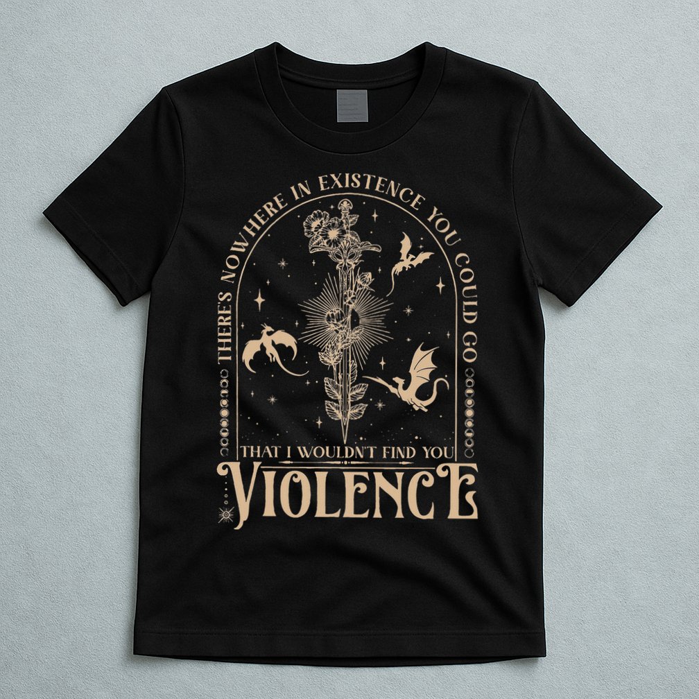 Nowhere In Existence Violence Retro Fantasy Book Dragon T-Shirt