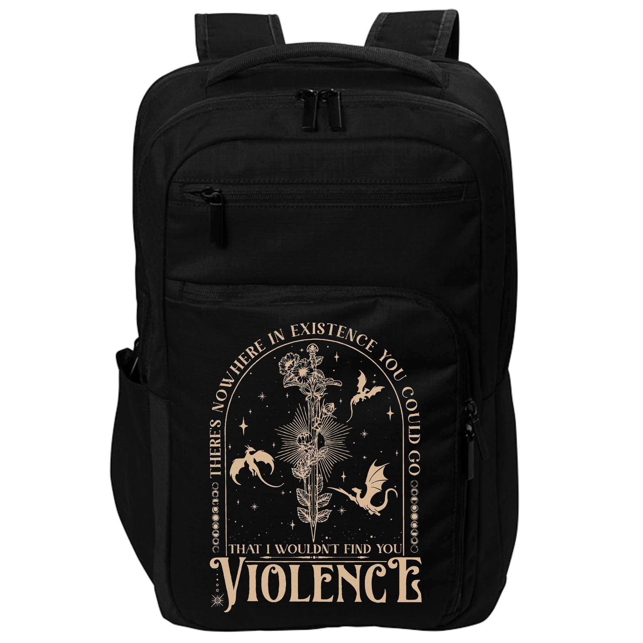 Nowhere In Existence Violence Retro Fantasy Book Dragon Impact Tech Backpack