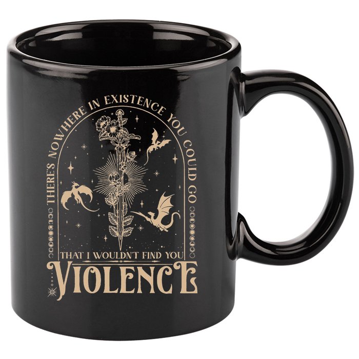 Nowhere In Existence Violence Retro Fantasy Book Dragon 11oz C Handle Ceramic Mug