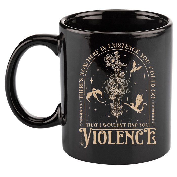 Nowhere In Existence Violence Retro Fantasy Book Dragon 11oz C Handle Ceramic Mug