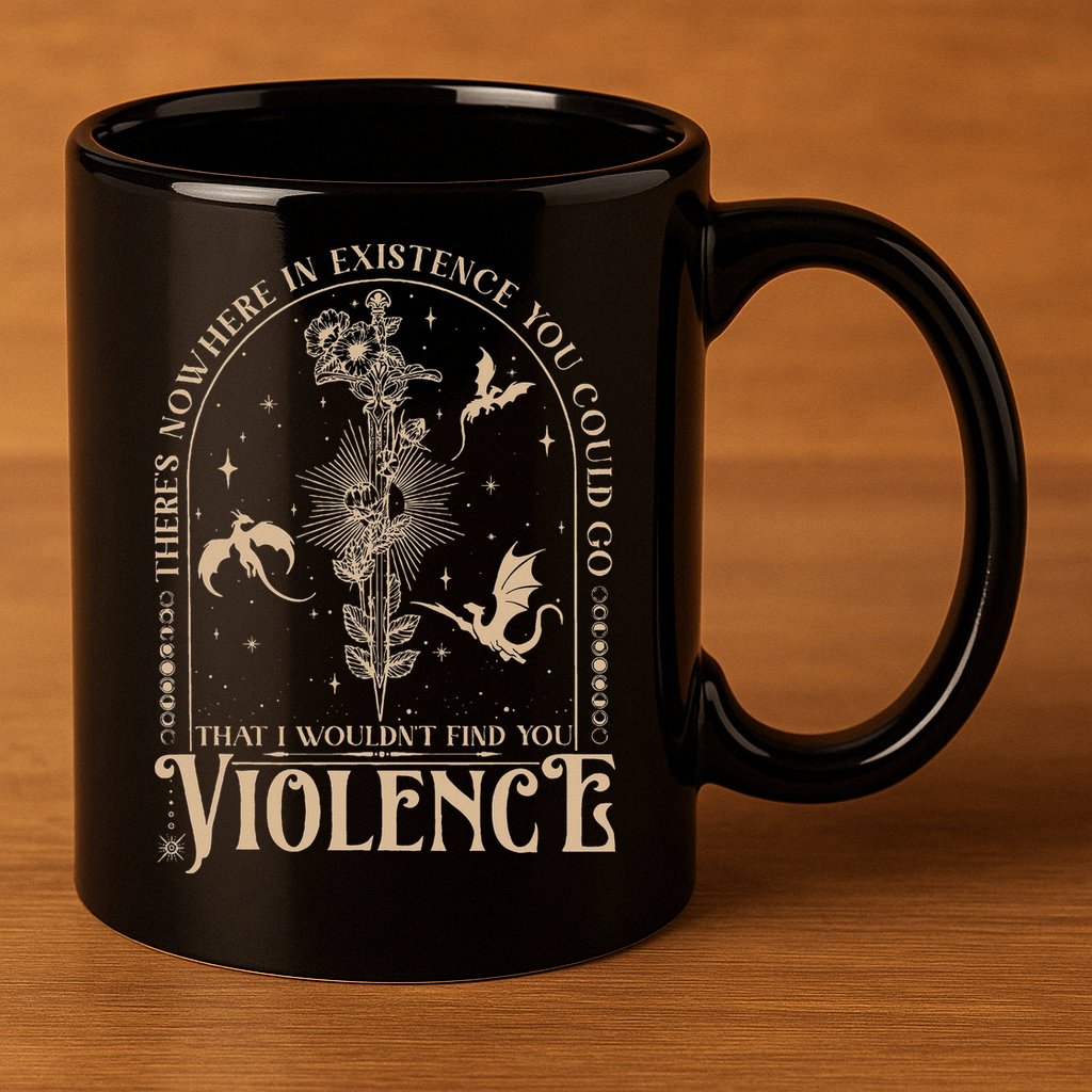 Nowhere In Existence Violence Retro Fantasy Book Dragon 11oz C Handle Ceramic Mug