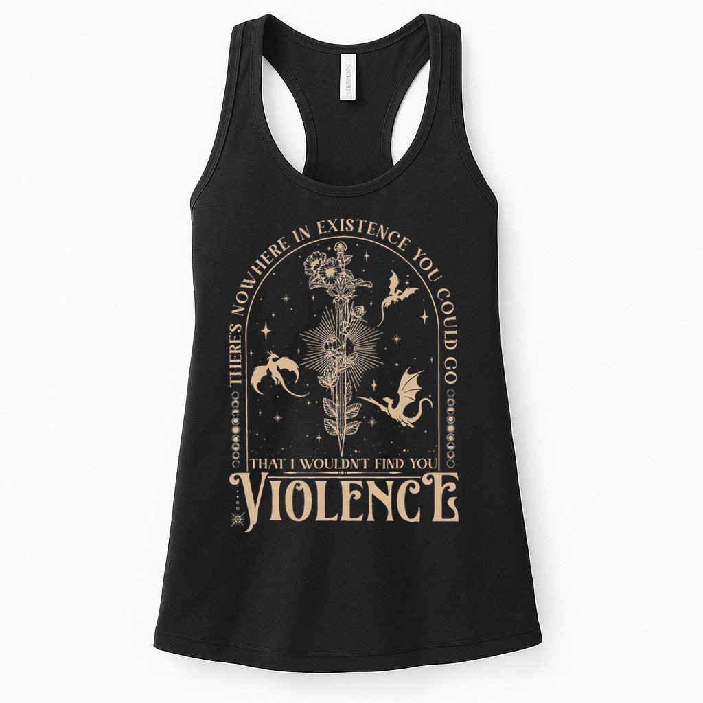 Nowhere In Existence Violence Retro Fantasy Book Dragon Womens Tank Top