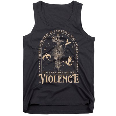 Nowhere In Existence Violence Retro Fantasy Book Dragon Tank Top