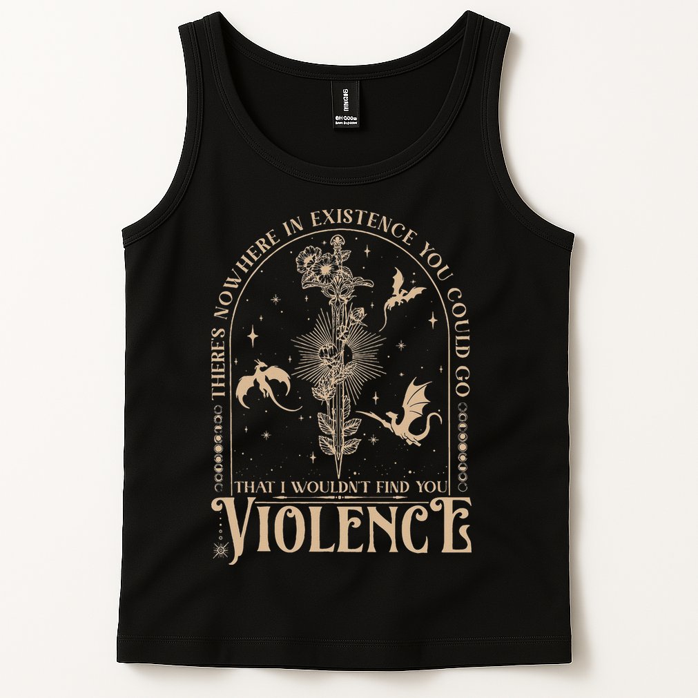 Nowhere In Existence Violence Retro Fantasy Book Dragon Tank Top