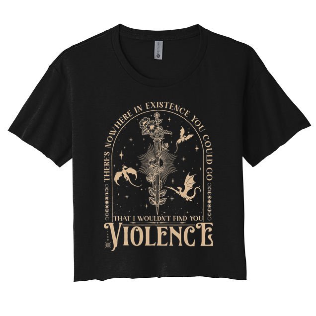 Nowhere In Existence Violence Retro Fantasy Book Dragon Crop Top