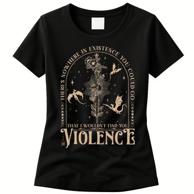 Nowhere In Existence Violence Retro Fantasy Book Dragon Womens T-Shirt