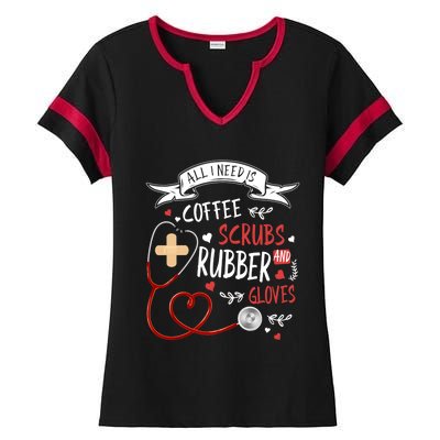 Nursing Ideas For Nurses And Coffee Scrubs And Rubber Gloves Meaningful Gift Ladies Halftime Notch Neck Tee