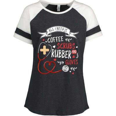 Nursing Ideas For Nurses And Coffee Scrubs And Rubber Gloves Meaningful Gift Enza Ladies Jersey Colorblock Tee