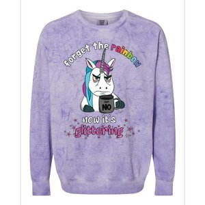 Now Its Glittering Funny Fierce Unicorn With Mug Gift Colorblast Crewneck Sweatshirt