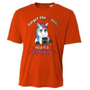 Now Its Glittering Funny Fierce Unicorn With Mug Gift Cooling Performance Crew T-Shirt