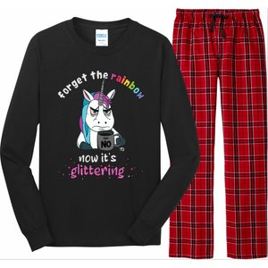 Now Its Glittering Funny Fierce Unicorn With Mug Gift Long Sleeve Pajama Set