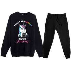 Now Its Glittering Funny Fierce Unicorn With Mug Gift Premium Crewneck Sweatsuit Set