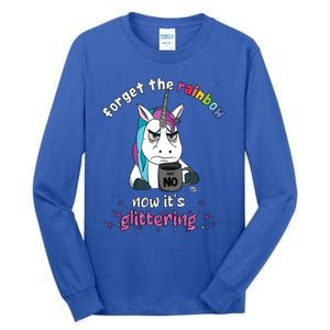 Now Its Glittering Funny Fierce Unicorn With Mug Gift Tall Long Sleeve T-Shirt