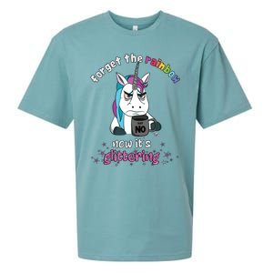 Now Its Glittering Funny Fierce Unicorn With Mug Gift Sueded Cloud Jersey T-Shirt