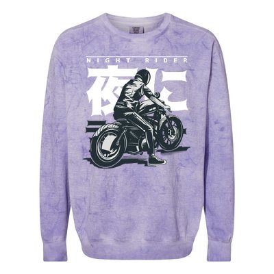 Night Rider Japanese Biker Colorblast Crewneck Sweatshirt