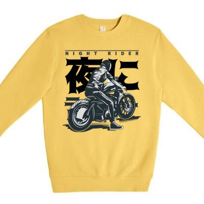 Night Rider Japanese Biker Premium Crewneck Sweatshirt