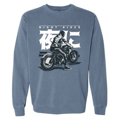 Night Rider Japanese Biker Garment-Dyed Sweatshirt