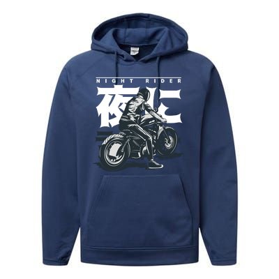 Night Rider Japanese Biker Performance Fleece Hoodie