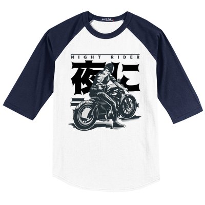 Night Rider Japanese Biker Baseball Sleeve Shirt