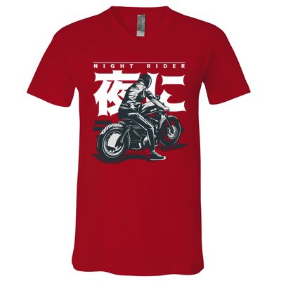 Night Rider Japanese Biker V-Neck T-Shirt