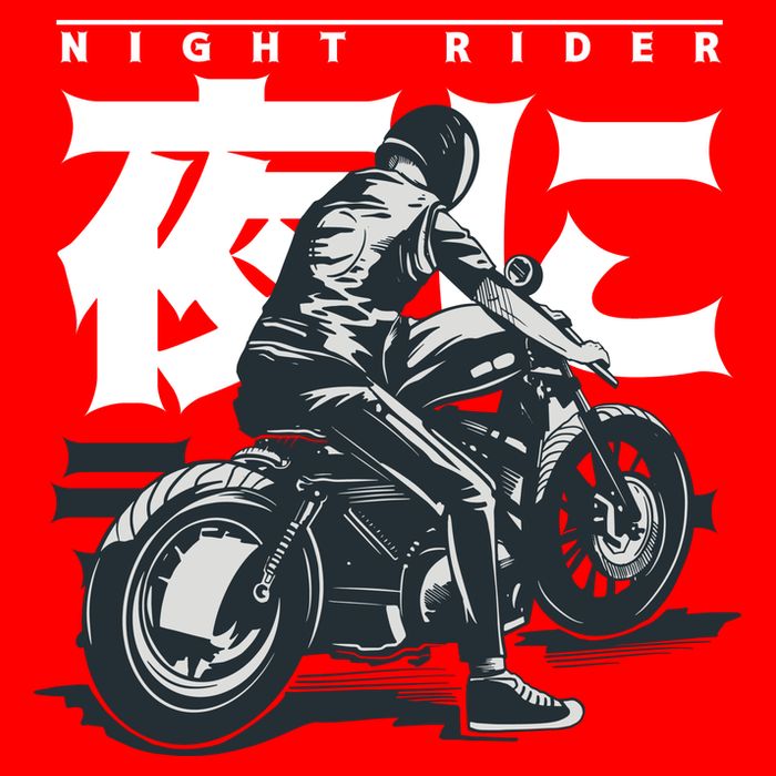 Night Rider Japanese Biker Flatbill Hat