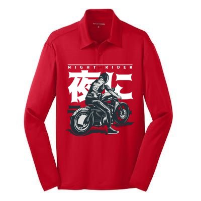 Night Rider Japanese Biker Silk Touch Performance Long Sleeve Polo