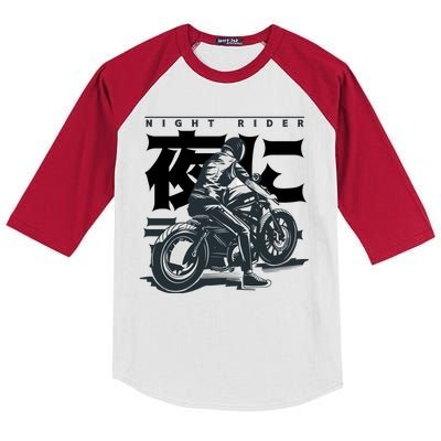 Night Rider Japanese Biker Kids Colorblock Raglan Jersey