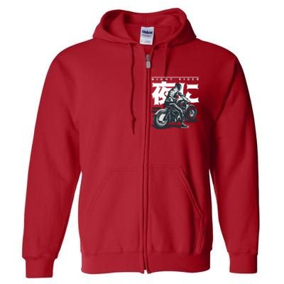 Night Rider Japanese Biker Full Zip Hoodie