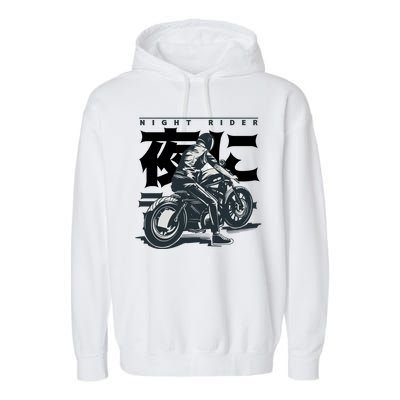 Night Rider Japanese Biker Garment-Dyed Fleece Hoodie