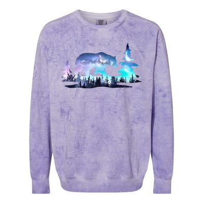 Night Sky Wilderness Bear Colorblast Crewneck Sweatshirt