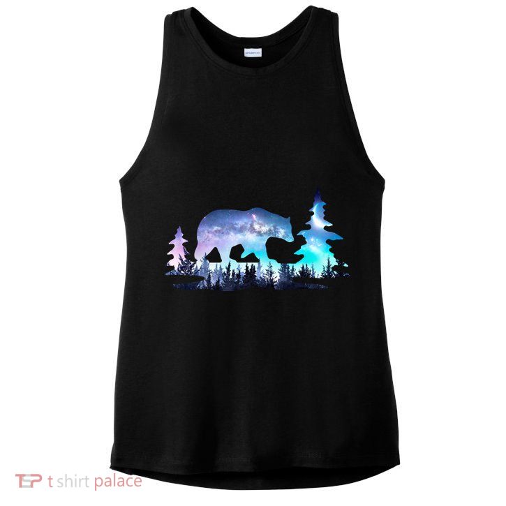 Night Sky Wilderness Bear Ladies PosiCharge Tri-Blend Wicking Tank