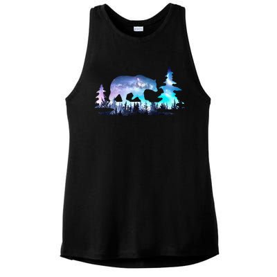 Night Sky Wilderness Bear Ladies PosiCharge Tri-Blend Wicking Tank