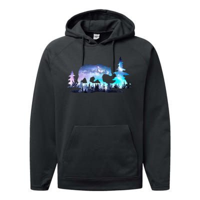 Night Sky Wilderness Bear Performance Fleece Hoodie