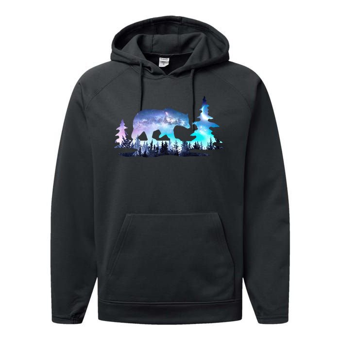 Night Sky Wilderness Bear Performance Fleece Hoodie