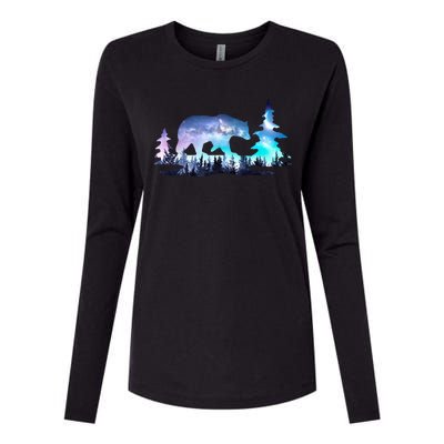 Night Sky Wilderness Bear Womens Cotton Relaxed Long Sleeve T-Shirt