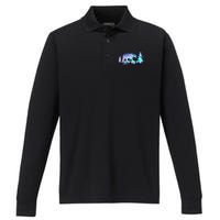 Night Sky Wilderness Bear Performance Long Sleeve Polo