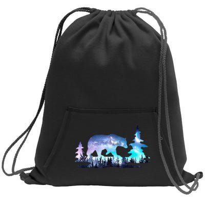 Night Sky Wilderness Bear Sweatshirt Cinch Pack Bag